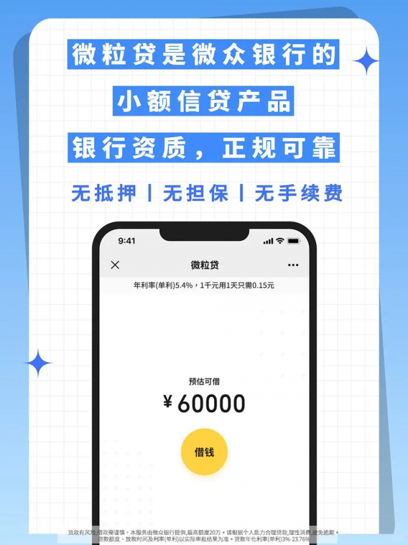 无抵押个人小额贷款之微粒贷，便捷可靠额度灵活助周转